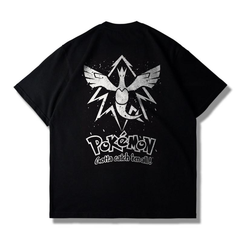Japanese Anime Pokémon Collaboration Moltres  Zapdos ShortSleeve TShirt  Loose Fit for Men and Women 4XL