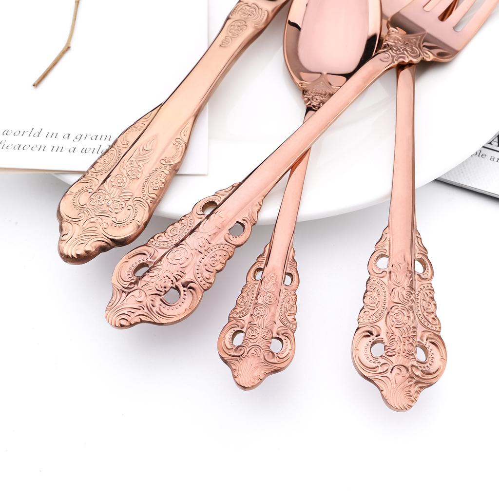 JANKNG 304 Stainless Steel Flatware Set Rainbow Dinnerware Set Gold Knife Fork Spoon Dinner Set Luxury Cutlery Silverware Set