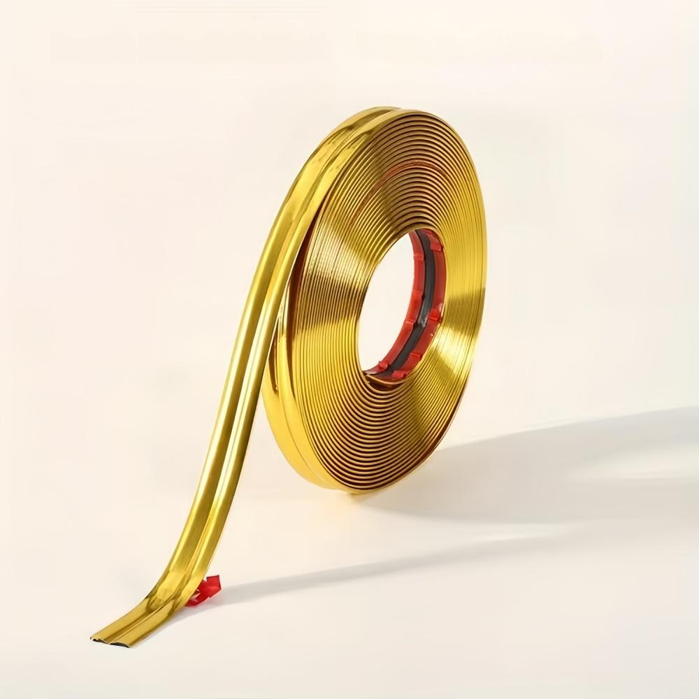 1pc 118.11inX0.79in Gold Wall Furniture Corner Molding Trim Sticker Self Adhesive Decor TapeTable Edge Guard Protection Strip