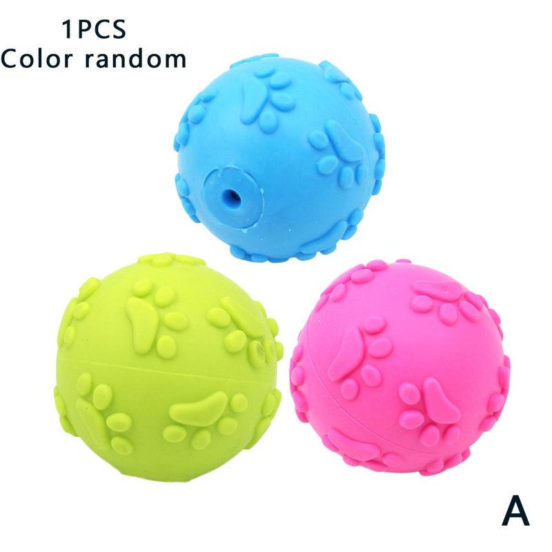 Pet Dog Aggressive Chew Toys Indestructible Rubber Ball Sound Squeaky