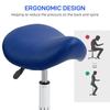 Saddle Stool, Height Adjustable Salon Chair for Massage Spa, Faux Leather, Dark Blue