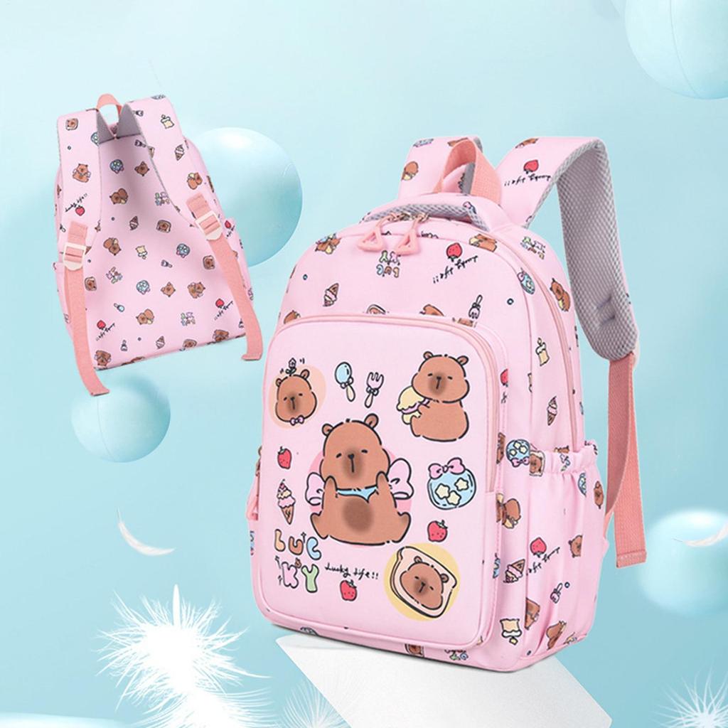 cute Capybara Backpack Large Capacity Cartoon Fashion  Lightweight Rucksack with Pencil Case and Lunch Bag for School Outdoor
