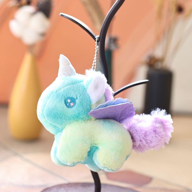 Schöner Gradient Pony Plüsch Schlüsselanhänger Cartoon Bunte Traumhafte Pony Puppe Schüler Rucksack Anhänger Schlüsselanhänger Geschenke