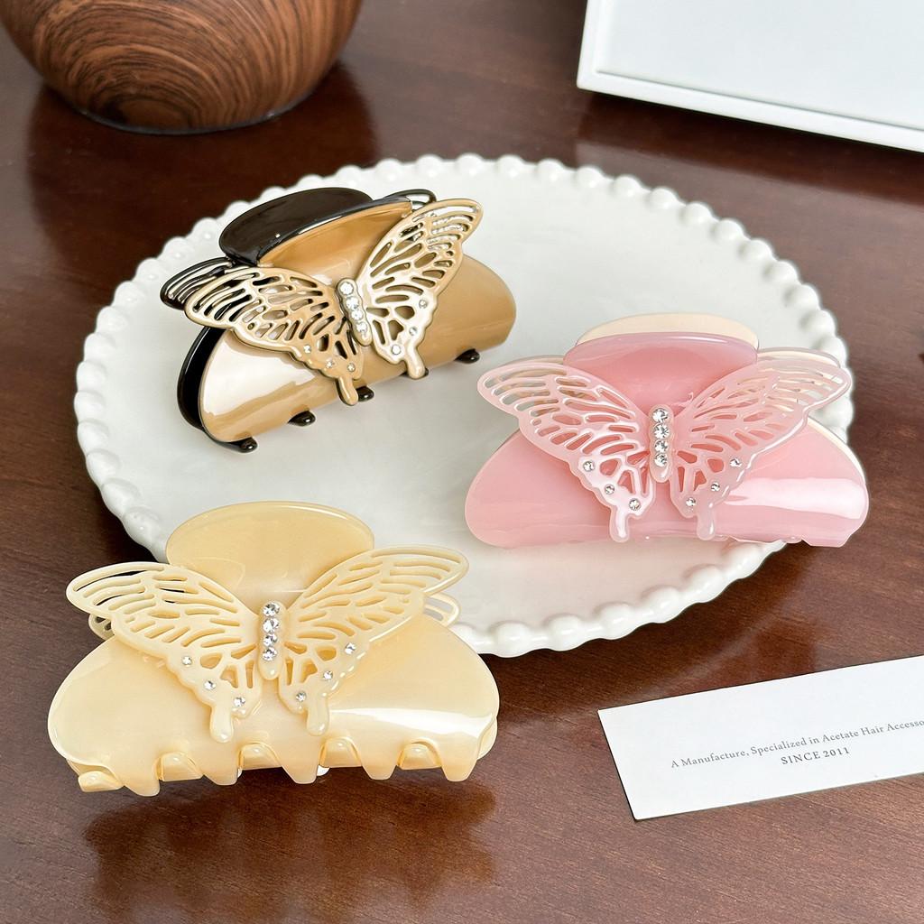 Acetate Unique Rhinestonestudded Butterfly Hair Claw Clip Perfect For Looks Fashionable