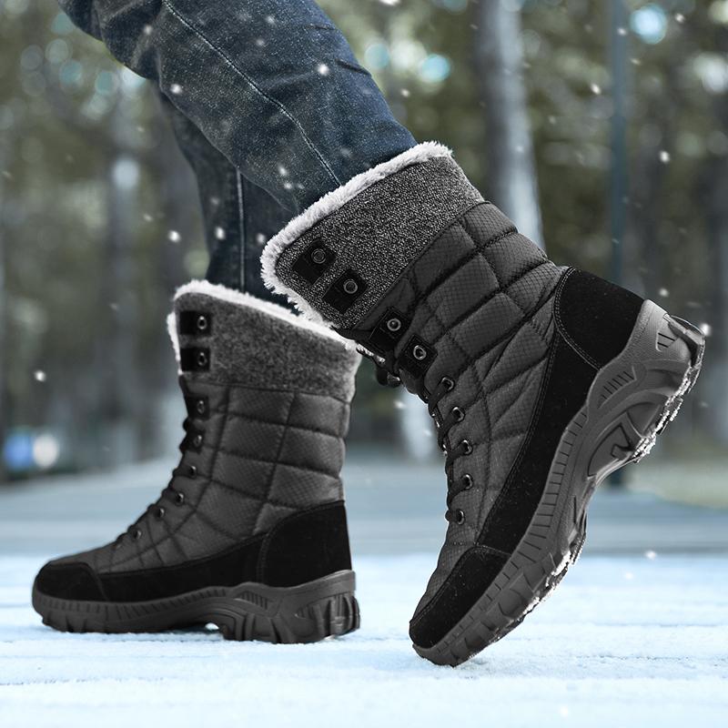 High-quality Winter Men's Boots,Warm Mid-calf Waterproof Snow Boots,Men's Comfortable Hiking Boots,Snow Boots with Cotton Lining