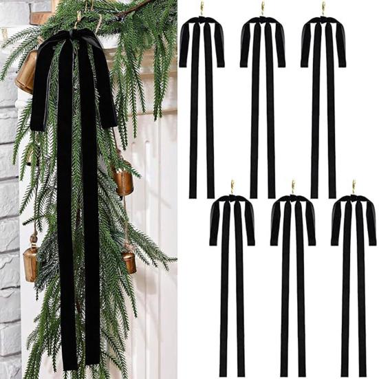 6Pcs Velvet Christmas Bows Extra Large Festive Ribbon Decor for Wreaths Tree Toppers Gift Wrapping Reusable Holiday Decorations