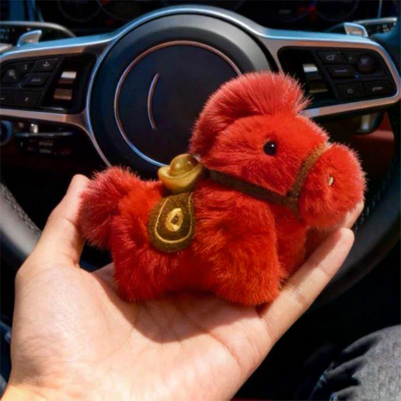 New Year Horse-Shaped Keychain Car Ornament With Hanging Rope