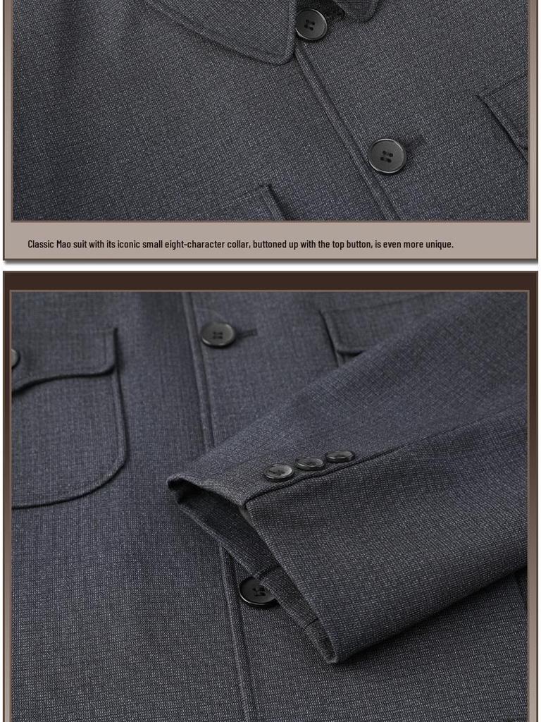 Herren Klassischer Zhongshan Anzug: Traditionelle chinesische Jacke für Mittelalte und Ältere - Frühlings-, Herbst- und Winterstile.