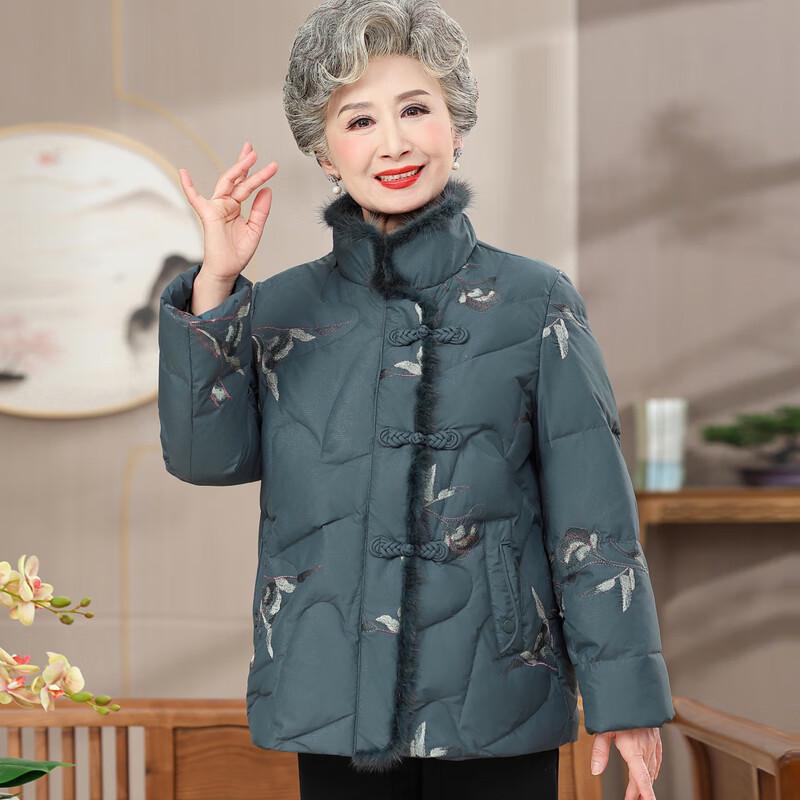 Elderly Women's Stand-Collar Thickened Down Jacket
