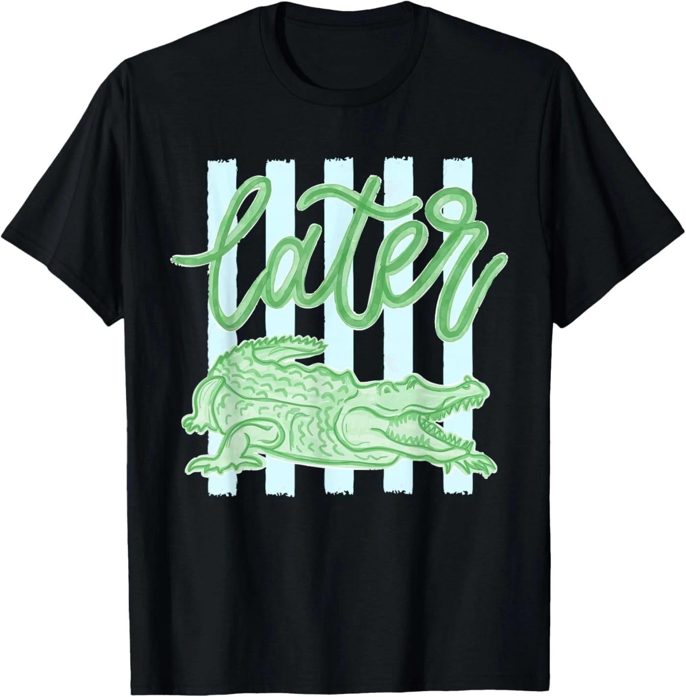 Retro Striped Everyday Later Gator Alligator Summer Coastal T-Shirt 120