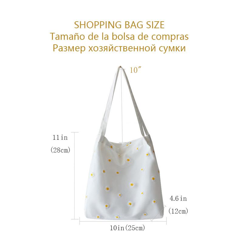 Small Canvas Tote Bag for Women 2024 Girls Shopper Designer Handbag Casual Embroidery with Daisy Crochet Cute Mesh Shoulder Bags