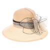 Damen Organza Derby Hut Sommer Sonnenschutzhut Fascinator Eimer Melone Hut Großer Rand Modehut Für Teeparty Braut Hochzeit Kirchenkleid Hut Beige 56-58c