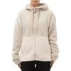 adidas Color Block Loose Fit Zip Up Hooded Drawstring Fleece Jacket Women Jackets Beige IK9863