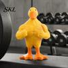 Outdoor Duck Statue Resin Muscular Figurine, Strong Fitness Statue, Office Desk Ornament White Yellow Shape for Table Decor Muscle Figurine