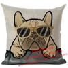 Federa per Cuscino in Lino Stampata Bulldog Francese Divertente Decorazione per la Casa Federa per Cuscino Decorazione Soggiorno Cuscini Decorativi 45X45Cm