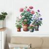 Fresh Realistic Potted Rose and Morning Glory Wall Stickers, Self-Adhesive Decor for Bedroom Balcony Laundry Room Decoration