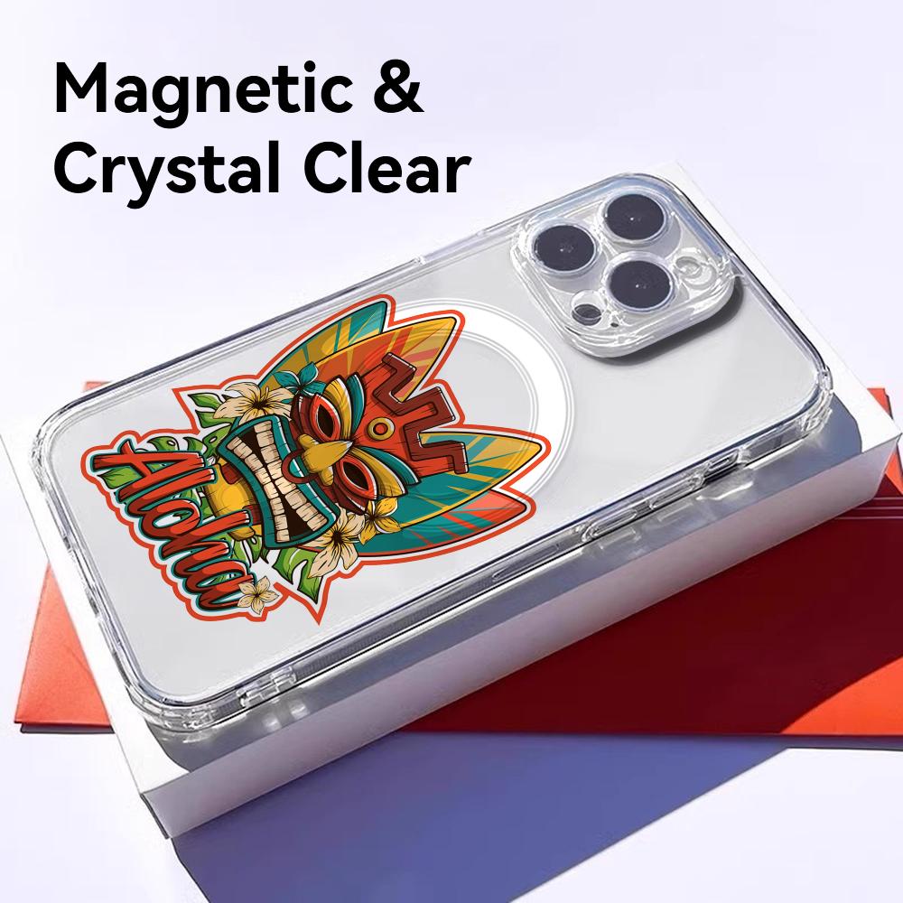 TIKI Stammesmaske Handyhülle Für iPhone 17 16 15 14 13 12 Pro Max Plus Mit Magnetischer Kristallklare Hülle Kabelloses Laden