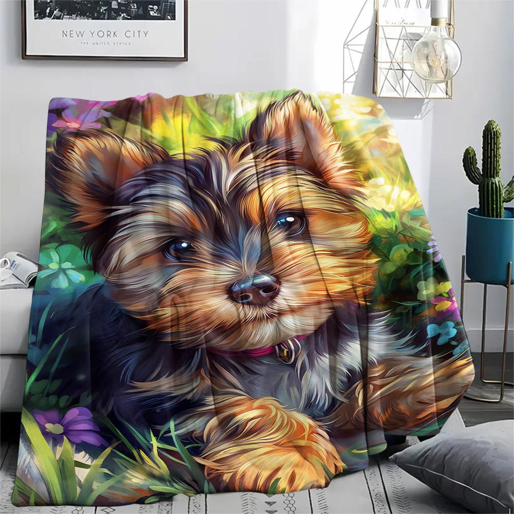 Dog Print Flannel Blanket, High quality Comfortable for All Seasons, Home Decor, Warmth and Comfort, Perfect for Christmas Gifts