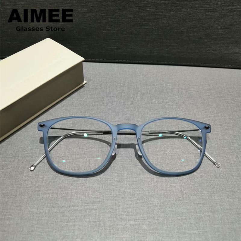 Denmark Brand Screwless Titanium Glasses Frame Men Retro Square Ultralight Eyeglasses Women High Quality Spectacles Frames 6609