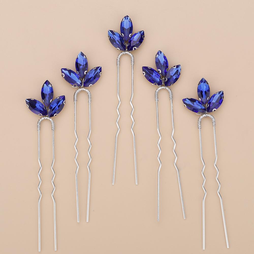 5 Pcs Rhinestones Little Simple Bride Wedding Hair Pins Purple Bridal Hair Piece Wedding Hair Accessories for Women and Girls