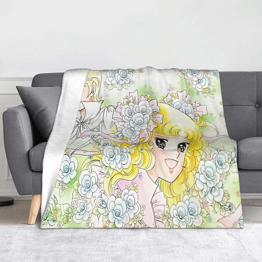 Anime Candy Candy Blankets Fleece All Season Kawaii Cute Girl Flowery Multi-function Thin Throw Blanket for Bed Office Quilt