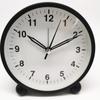 Round Alarm Clock Study Desk Alarm Clock Pointer Type Quartz Clock Bedside Table Clock Silent Metal Seat Clock