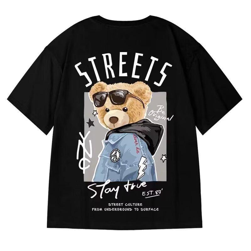 Men's Oversized Teddy Bear Graphic T-Shirt, Trendy Brand, Loose Fit, Short Sleeve, Plus Size Up to 8XL, Unisex