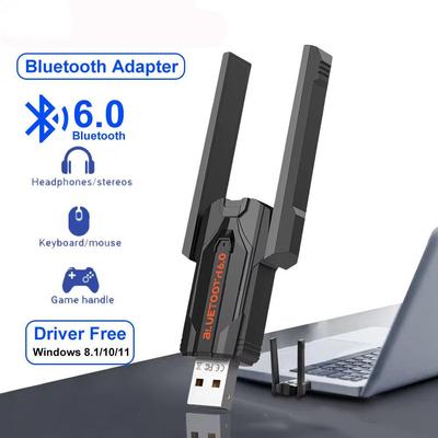 USB Bluetooth 6.0 Adapter for PC Wireless Mouse Keyboard Headset Audio Receiver Transmitter Driver Free for Win 8.1/10/11