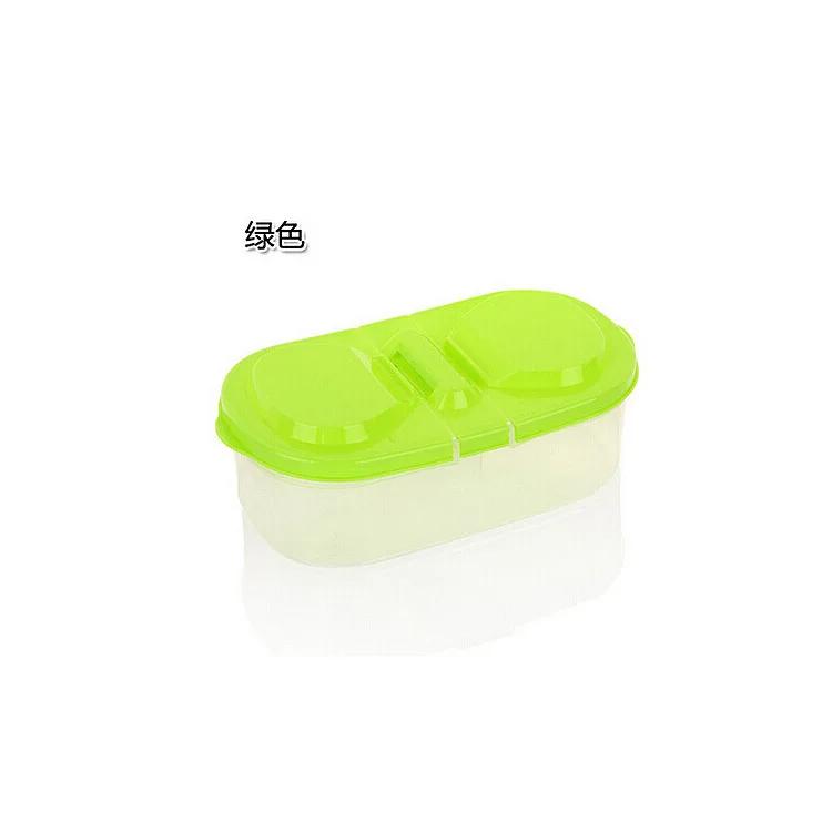 Dual Compartment Covered Kitchen Food and Miscellaneous Grain Sealed Jar Multifu Home Kitchen Refrigerator Plastic Storage Box