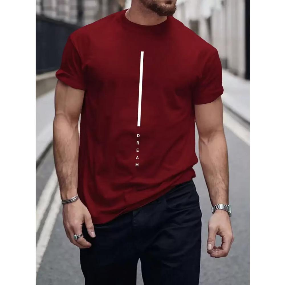 Men s Letter Printed Round Neck T-Shirt XS