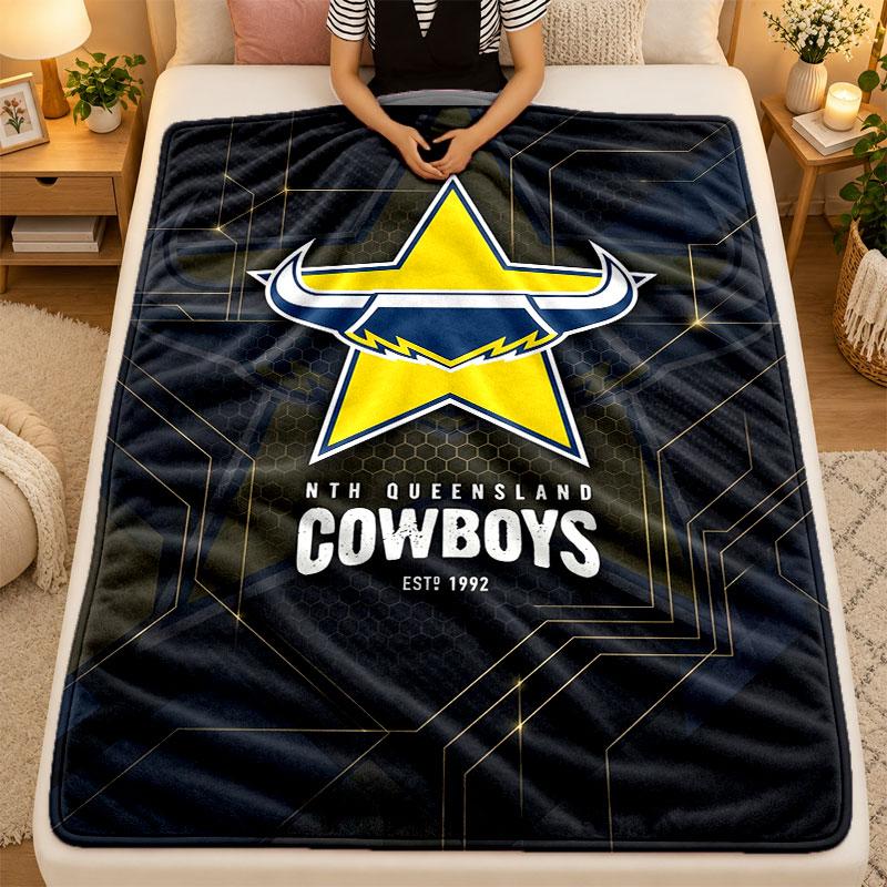 Flannel BlanketNorth Queensland Cowboys Warm Soft Throw Blanket for Indoor Sofa Bed Living Room Use