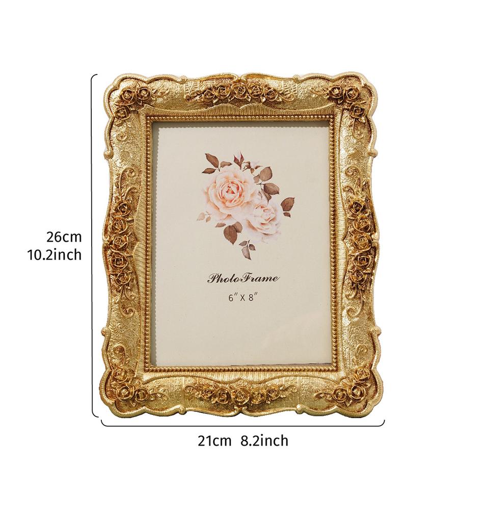 1PC, European-style Rectangular Golden Rose Relief Decorative Photo Frame