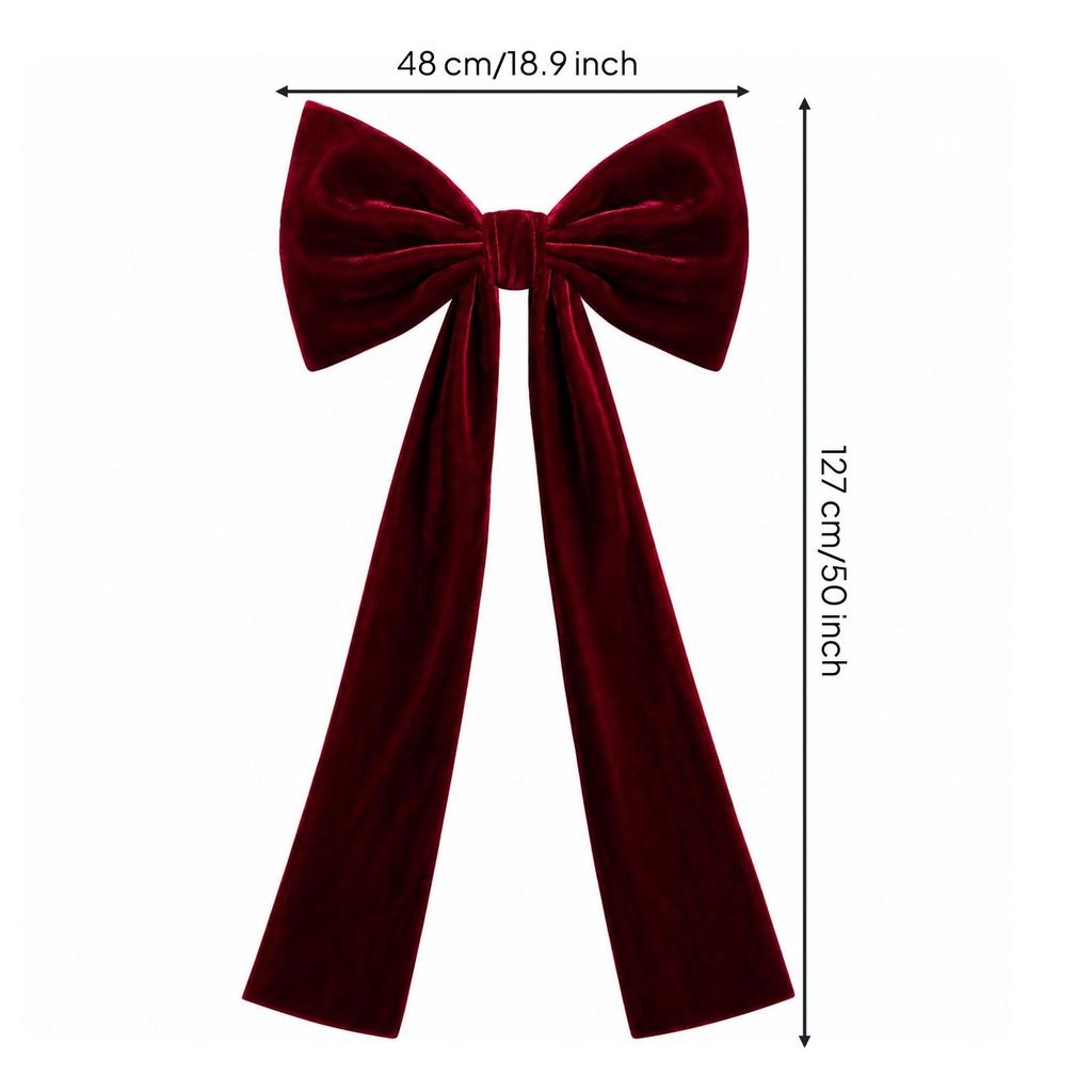 Velvet Decorative Bow with Long Tails Balanced Hanging Ornament Structured