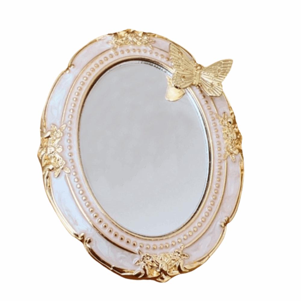 European Style Pocket Mirror Romantic Mini Relief Mirror European Court Mirror  Travel-Friendly белый