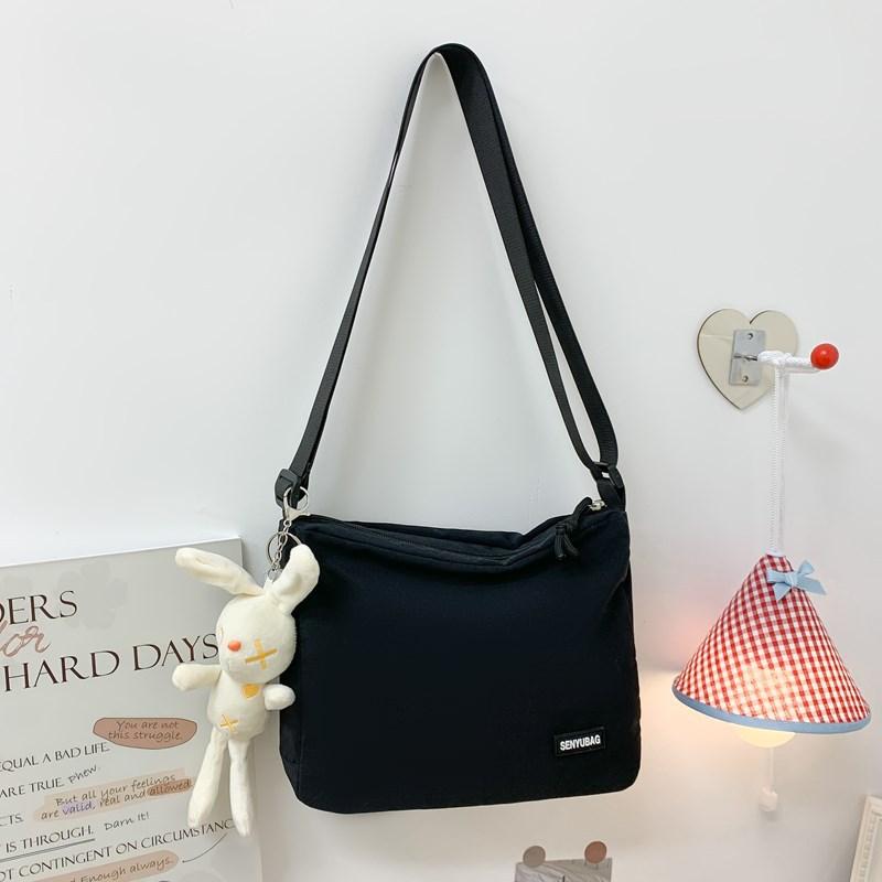 Canvas Bag Women'S Large-Capacity Simple Casual Versatile Commuter Messenger Bag Student Class Shoulder Bag