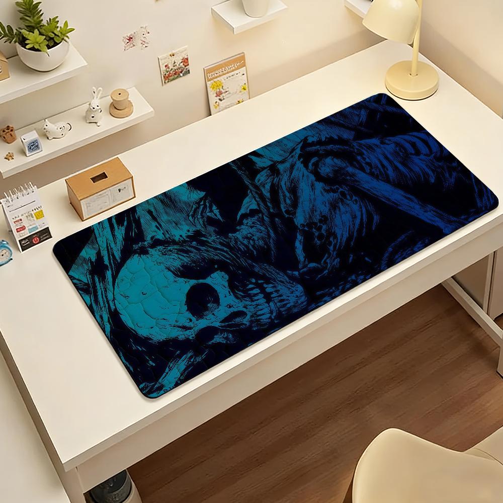 Gaming Mouse Pad Large Antislip Stitched Edges Spooky Green Ghost Anime Girl Mat for PC Gamers and Daily Office Desk Use