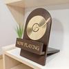 Wooden Record Stand Rotating Vinyl Record Storage Rack Vintage Decorative Album Display Holder With "Now Playing" Logo