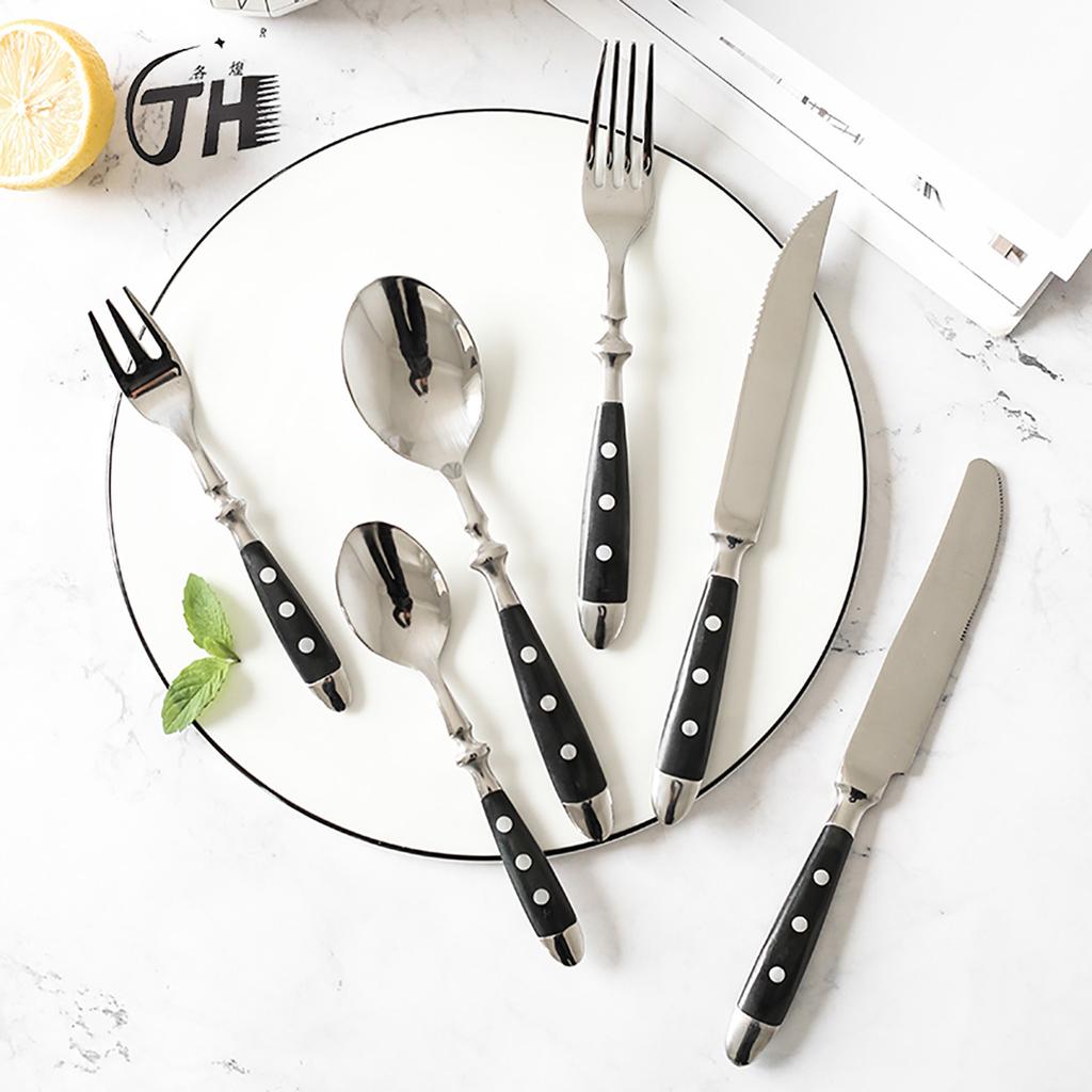 Sternpunkt Edelstahl Western Tafelgeschirr Messer, Gabel, Löffel, Steakmesser, Gabel, Löffel, Teelöffel, Kuchengabel Set, Western Tab