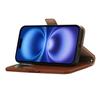 For iPhone 16 Wallet Phone Case Shockproof TPU+PU Leather Flip Cover with Mirror, Strap - Brown