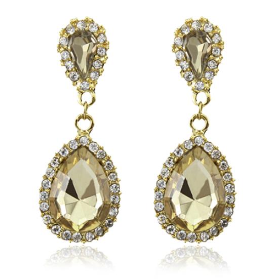 Orecchini pendenti con cristalli e gocce d'acqua di lusso da donna, gioielli da sposa