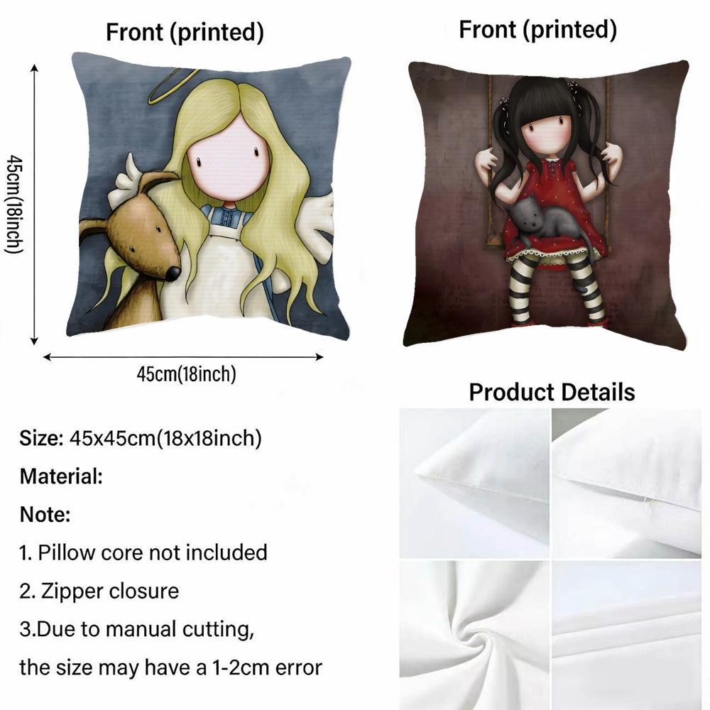 S-Santoro Gorjuss Cushion Cover Cushion Cover Pillowcase, Anti-Mite Invisible Zipper, Linen Sofa Cushion