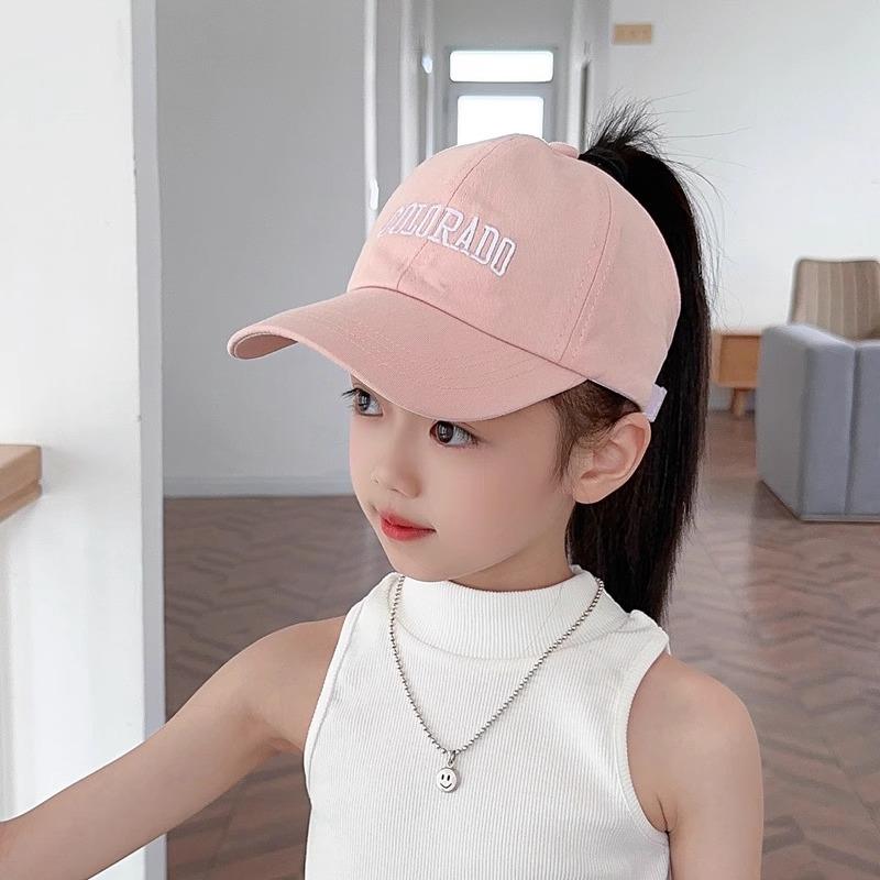 סט 1 יחידה של כובעי ילדים, כובעי טופ קיץ ריקים, כובעי לשון ברווז לתינוקות, כובעי שמש רקומים בפפיון לבנות, כובעי בייסבול עם קוקו קשור