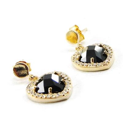 [E9073] - Gold Plated Earrings 'Amour Intense' Black