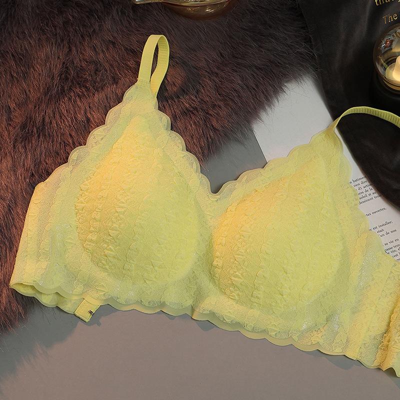 Women's Bra Cloud Bubble Underwear Small Chest Gathered No Underwire Bra Thin Style Lace Bra