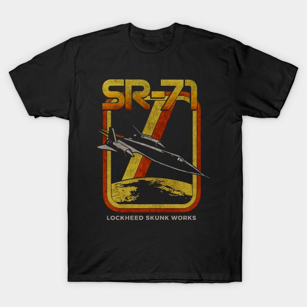 

Men Black Print T-shirt Sr-71 Blackbird Lockheed Skunk Works Retro No-Cut Transfer Paper Print Cotton Tshirt M