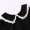Sommer Schwarz Kawaii Lolita Stil Kleid Mori Mädchen Fee Nette Lolita Peter Pan Kragen Puff Sleeve Kleid Mode Frauen