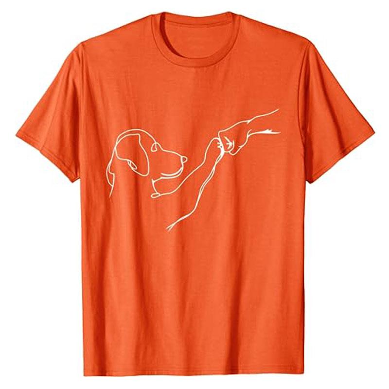Dog and People Punch Hand Dog Man Friendship Bump Dog's Paw T-Shirt Animal Lover Comics Graphic Tee Tops Funny Mama Daddy Gifts