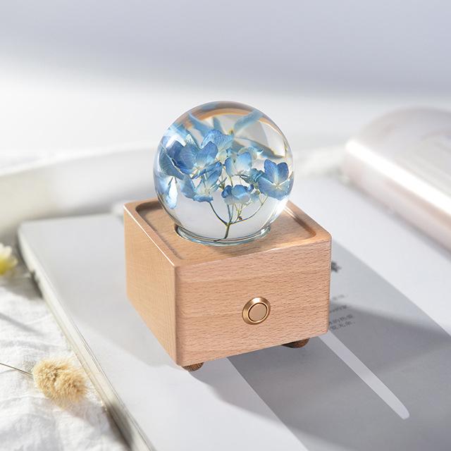 Dandelion Bluetooth Speaker Night Light: Crystal Ball with Preserved Flower - Unique Christmas/Birthday Gift