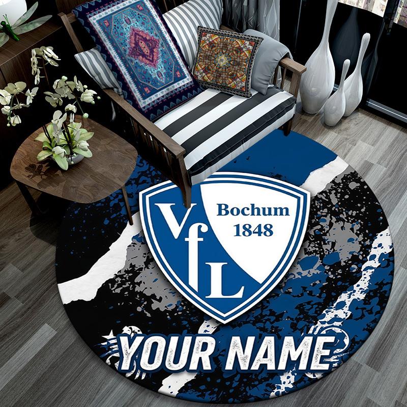 Custom Name VfL Bochum Round Area Rug,Carpet Rug for Living Room Bedroom Sofa Playroom Decor,Non-slip Floor Mat