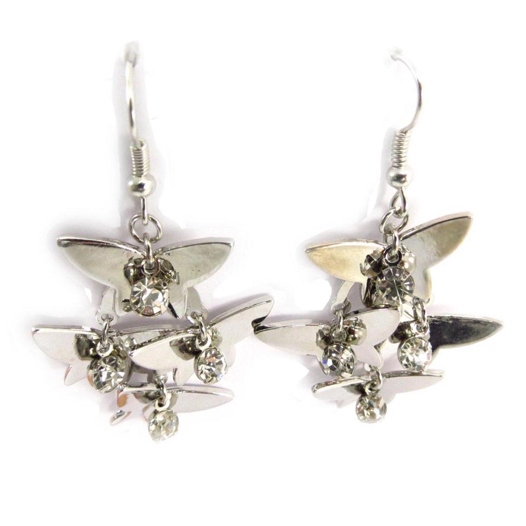 Les Trésors De Lily [J6724] - Boucles Créateur 'Papillons' argenté
